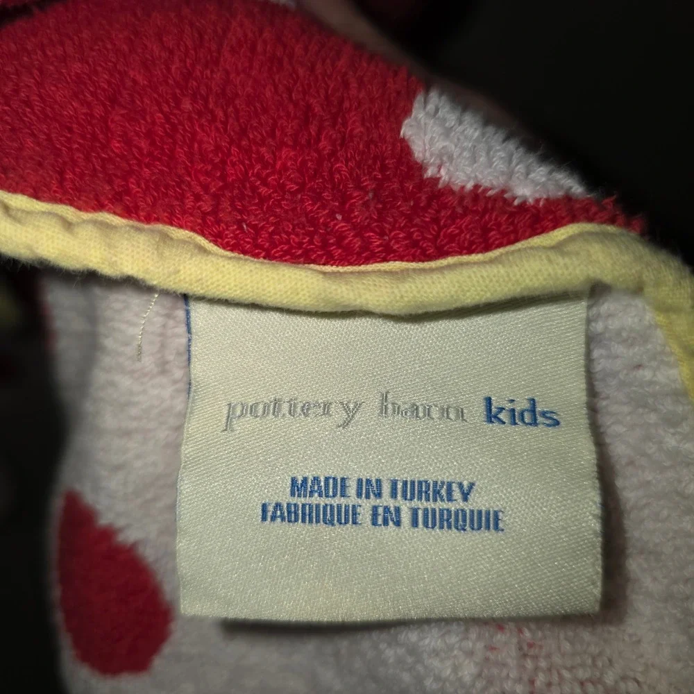 Pottery Barn Kids Red Polka Dot Mermaid Hooded Bath Towel‎ Wrap Cotton 2006